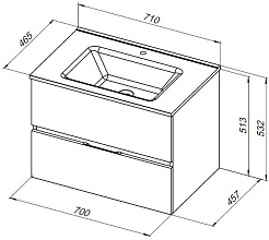 Aquanet Тумба с раковиной Алвита New 70 2 ящика подвесная серая матовая – фотография-10